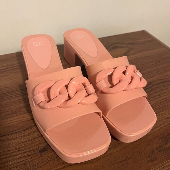 BP Lollie Baby Pink Chain Link Heeled Sandal Slides Barbiecore sz 10 Nordstrom - Picture 2 of 10